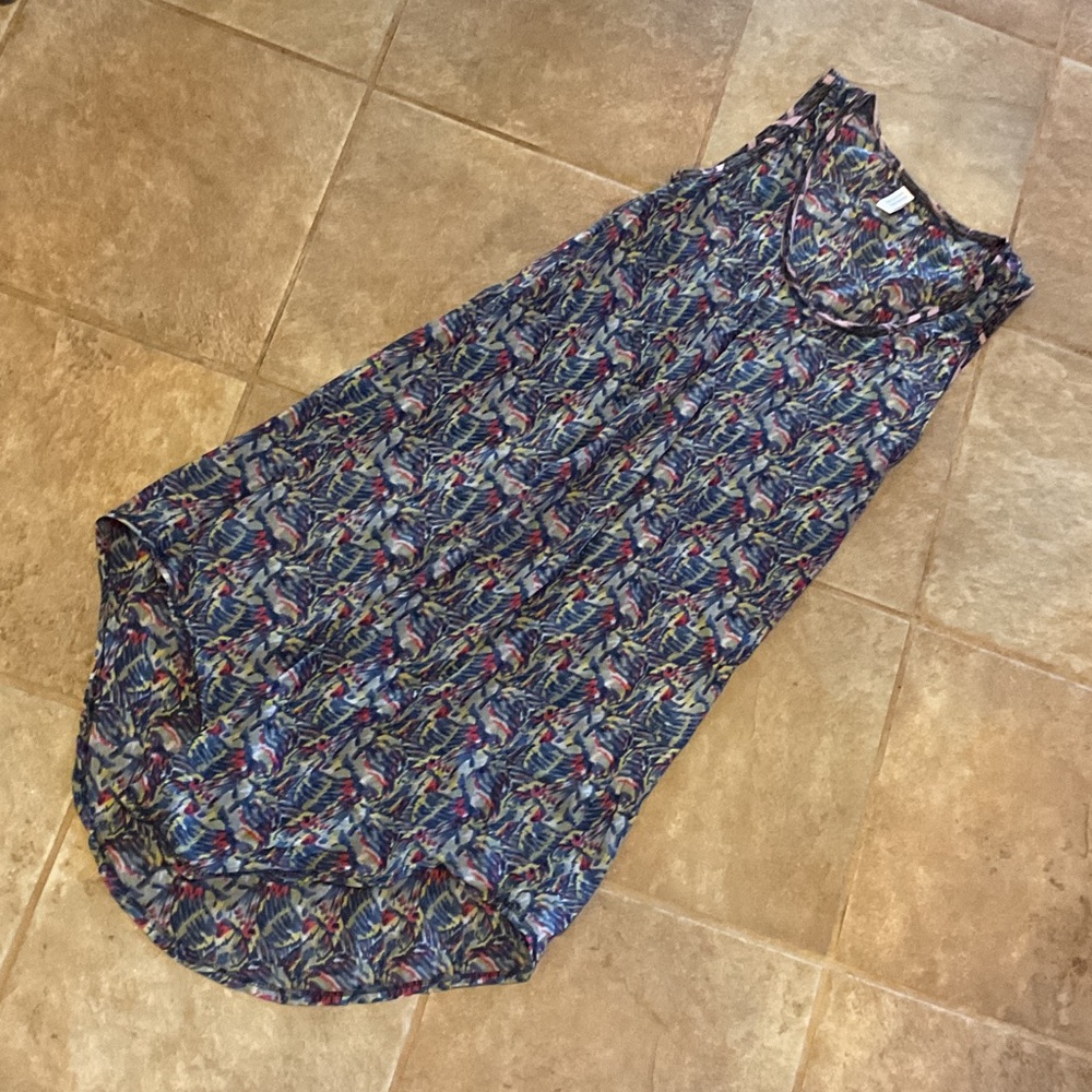 Gregory Vibrant Blue and Red Patterned midi dress size medium